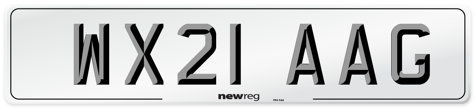 WX21 AAG Number Plate from New Reg